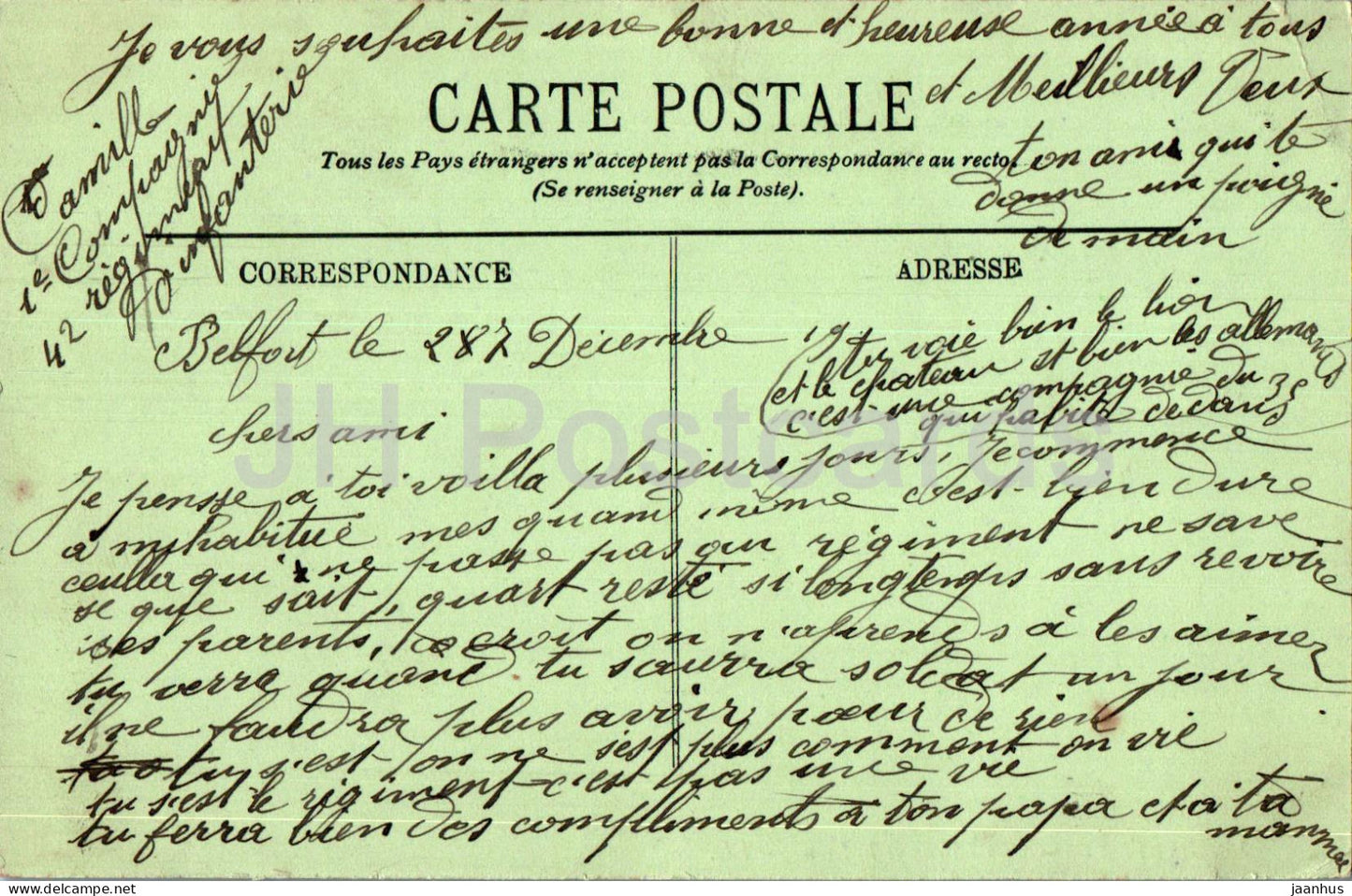 Belfort - Le Chateau et le Lion - LL - 7 - old postcard - France - used