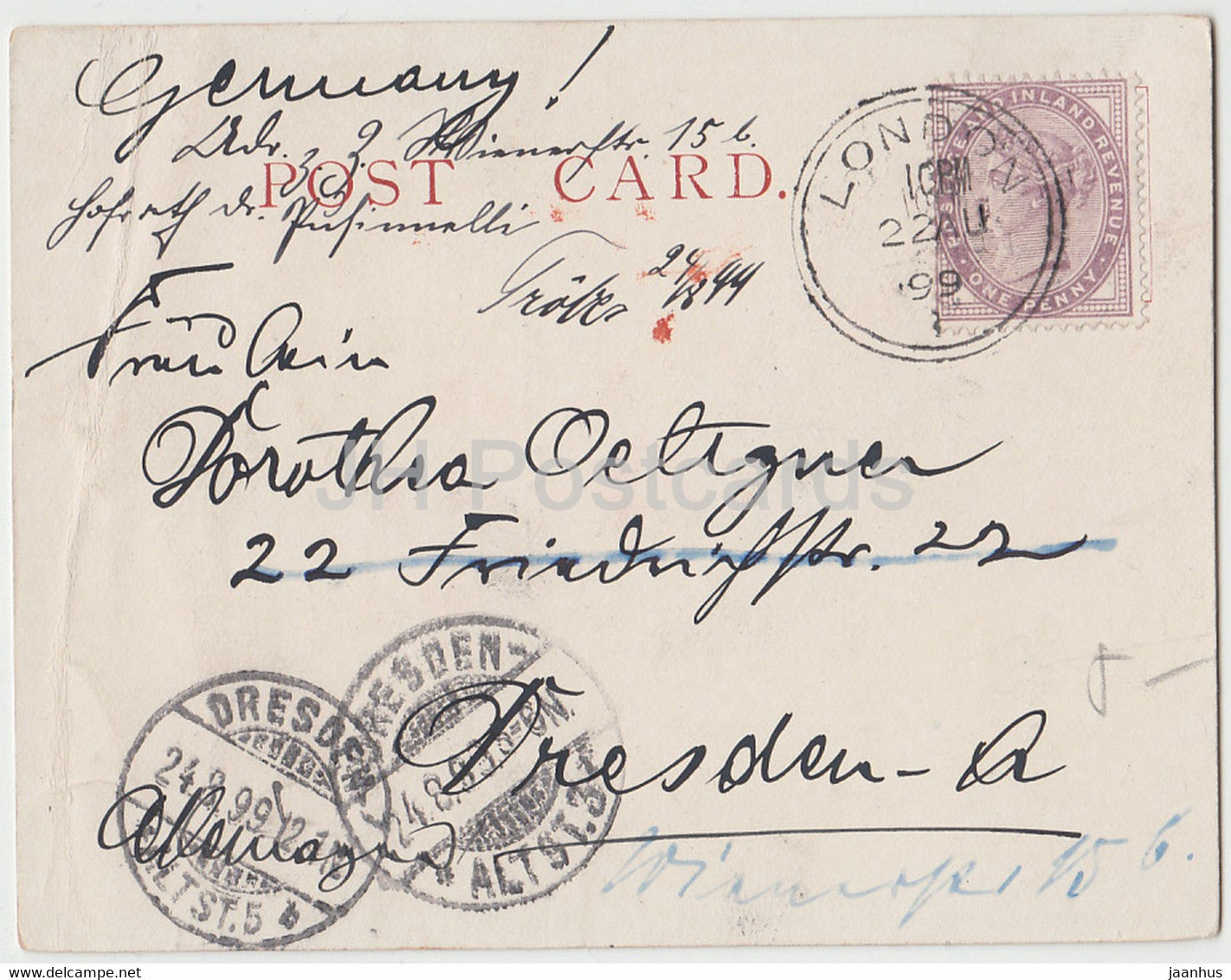 London – Houses of Parliament – ​​Dampfschiff – alte Postkarte – 1899 – England – Vereinigtes Königreich – gebraucht