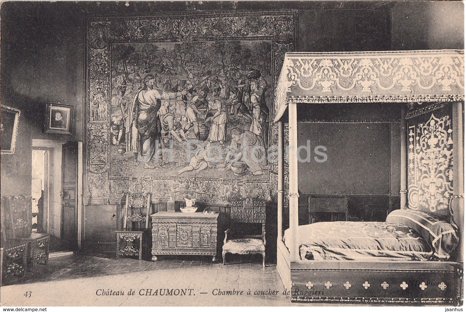 Chateau de Chaumont - Chambre a coucher de Ruggieri - 43 - castle - old postcard - France - unused