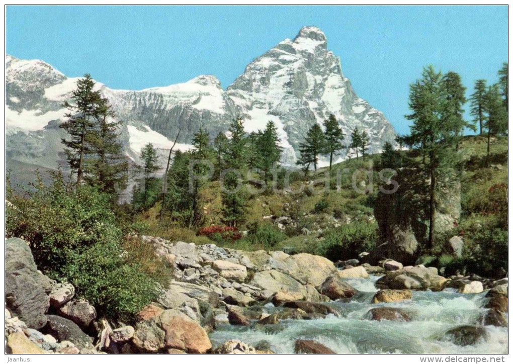 Valle d´Aosta - Aosta Valley - Matterhorn - M. Cervino - Italia - Italy - sent from Italy Cervinia to Germany - JH Postcards