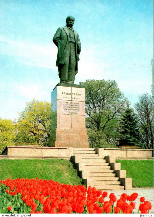 Kyiv - Kiev - monument to Ukrainian poet Taras Shevchenko - 1989 - Ukraine USSR - unused - JH Postcards