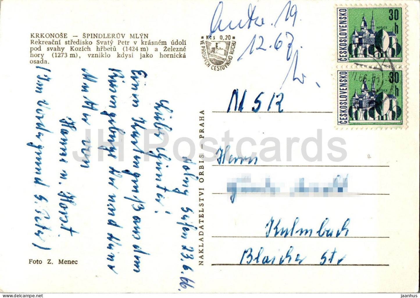 Krkonose - Spindleruv Mlyn - Rekreacni stredisko Svaty Petr - recreation center - Czech Repubic - Czechoslovakia - used