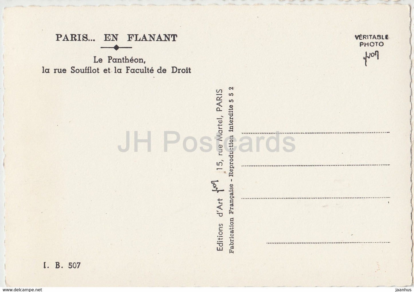 Paris en Flanant - Le Panthéon - La Rue Soufflot et la Faculté de Droit - voiture - France - inutilisée