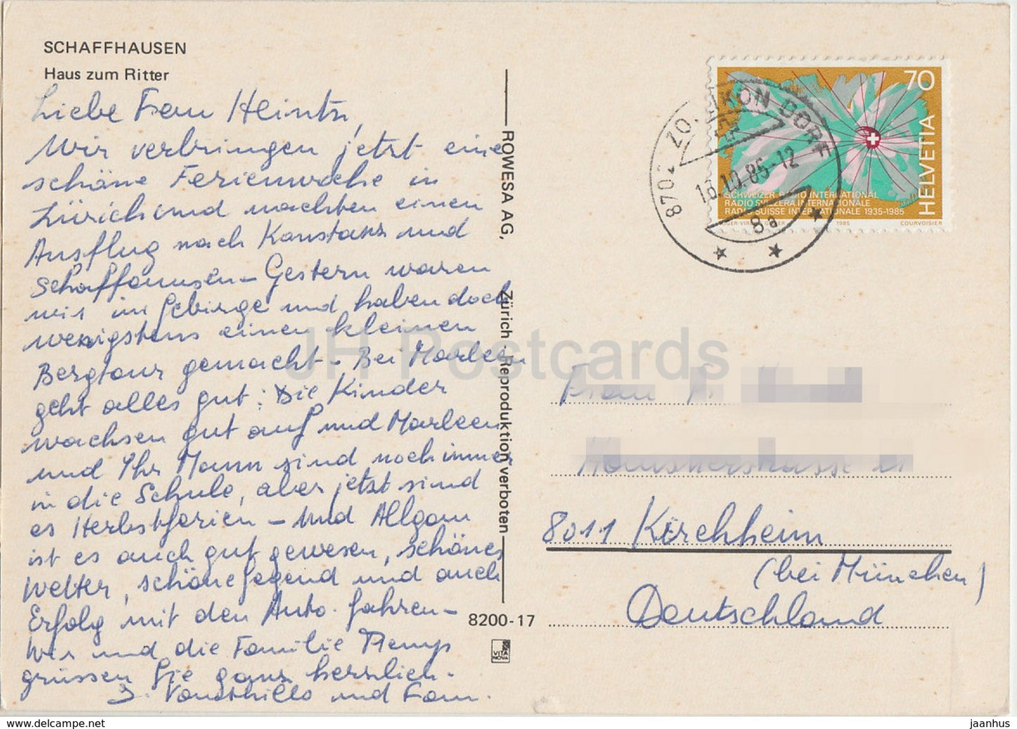 Schaffhausen - Haus zum Ritter - 1985 - Switzerland - used