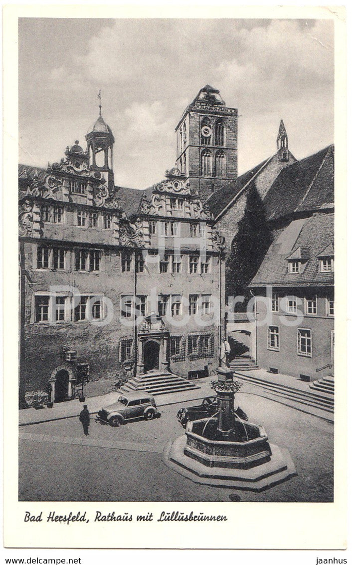 Bad Hersfeld - Rathaus mit Lullusbrunnen - old postcard - 1953 - Germany - used - JH Postcards