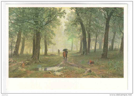 painting by I. I. Shishkin - Rain in the Oak forest , 1891 - russian art - unused - JH Postcards