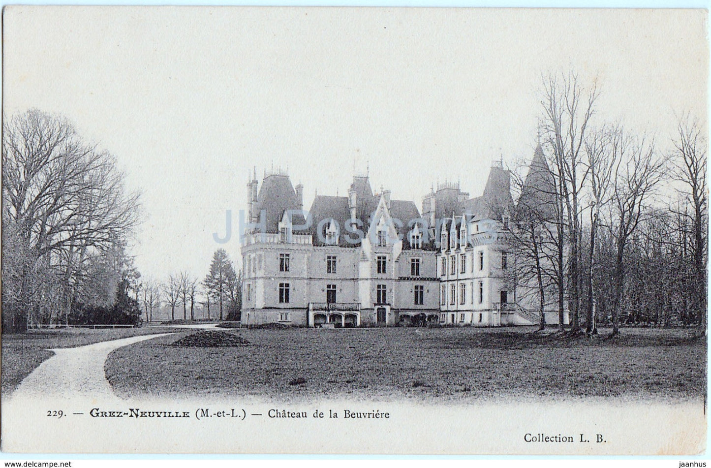 Grez Neuville - Chateau de la Beuvriere - castle - 229 - old postcard - France - unused - JH Postcards