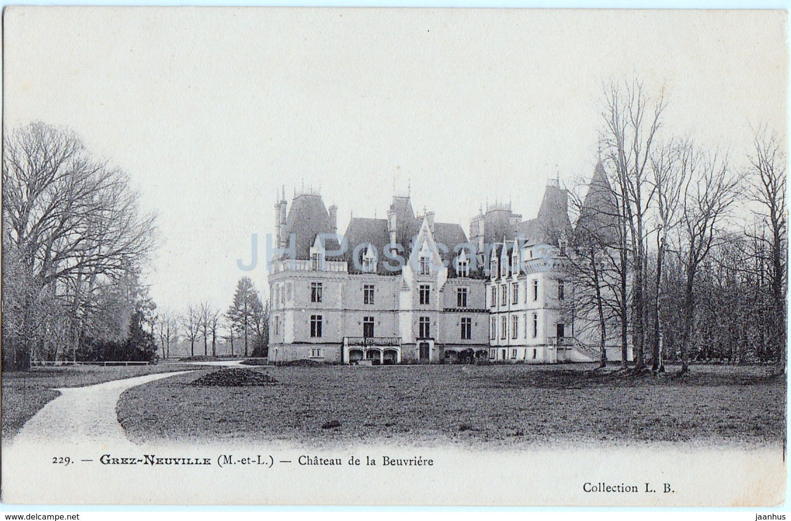 Grez Neuville - Chateau de la Beuvriere - castle - 229 - old postcard - France - unused - JH Postcards