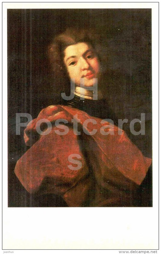 painting by Ivan Nikitin - Portrait of Sergei Stroganov , 1726 - The Russian Museum - russian art - unused - JH Postcards