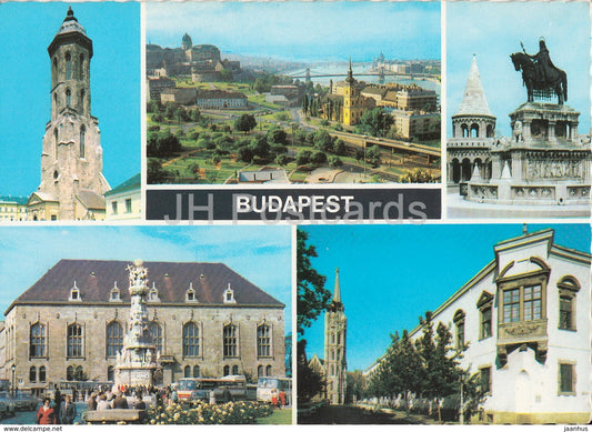 Budapest - views - monument - architecture - bus - multiview - 1970s - Hungary - used - JH Postcards