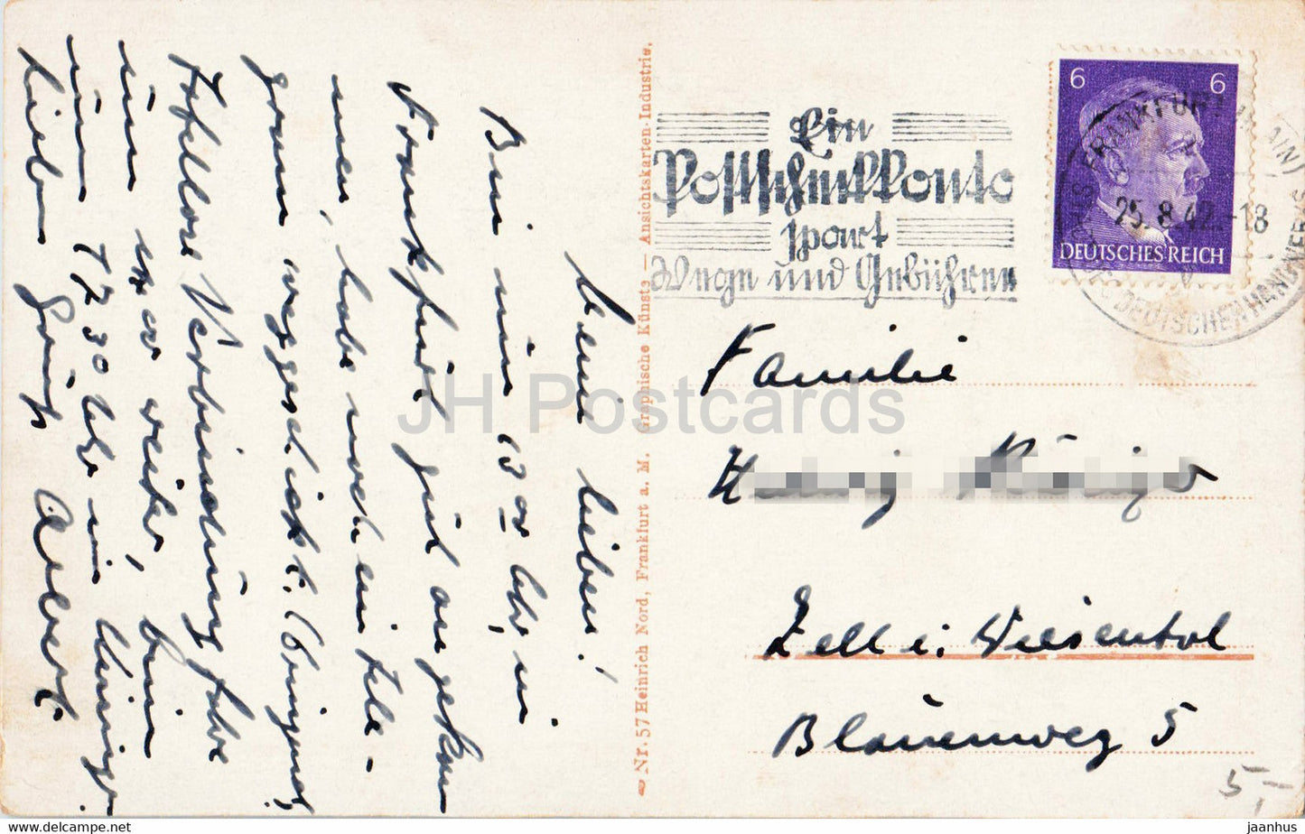 Frankfurt am Main - Alte Brucke vom Domturm - bridge - 1942 - old postcard - Germany - used