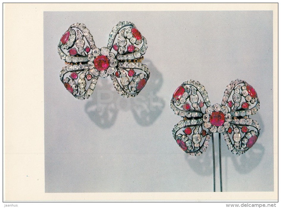 Brooch and Hairpin - rubies , brilliants , gold - Diamond Fund of Russia - 1981 - Russia USSR - unused - JH Postcards