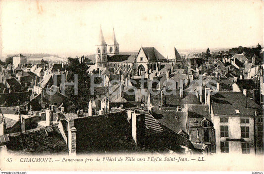 Chaumont - Panorama pris de l'Hotel de Ville vers Eglise Saint Jean - 45 - old postcard - France - used - JH Postcards