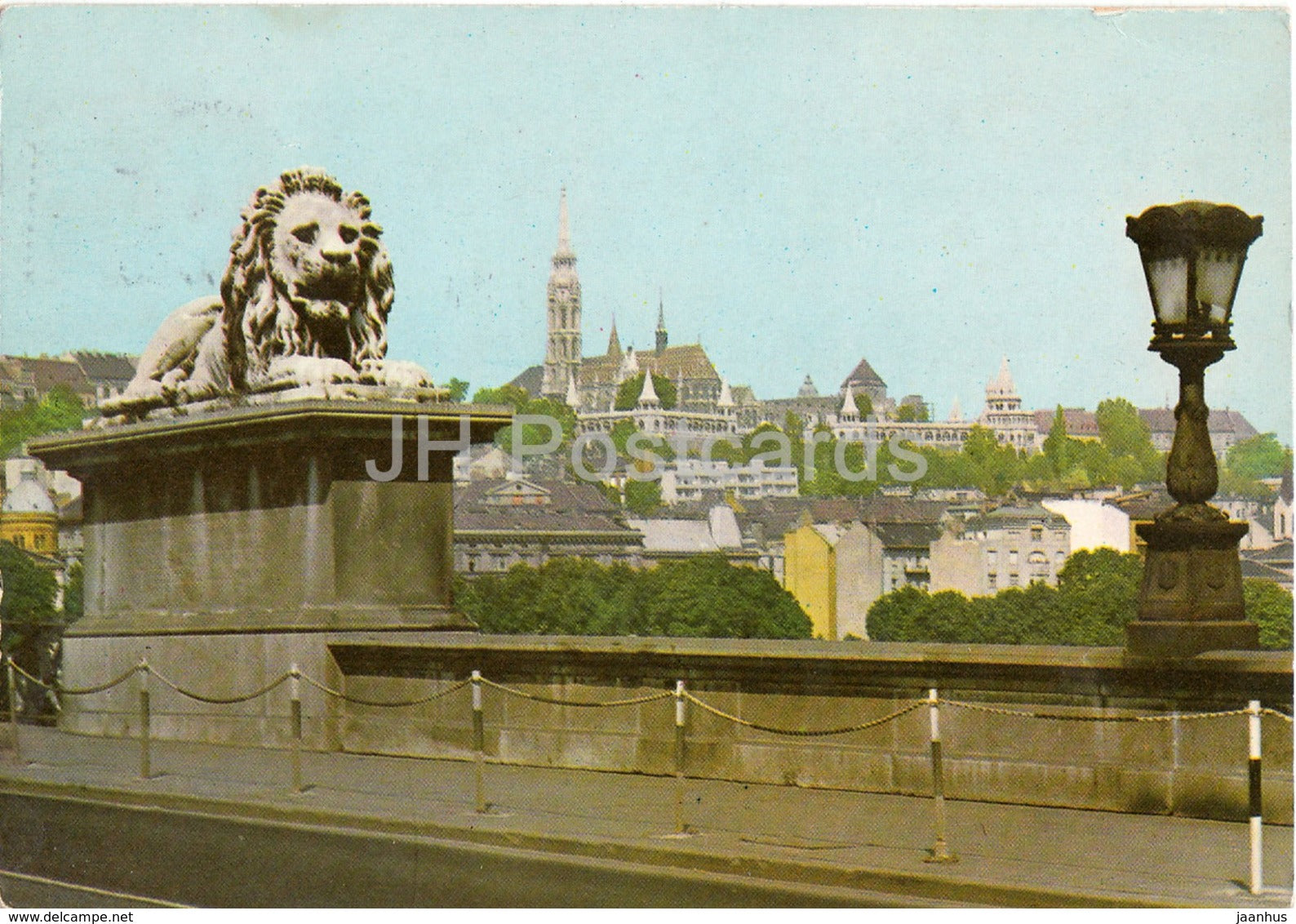 Budapest - view - lion sculpture - 1972 - Hungary - used - JH Postcards
