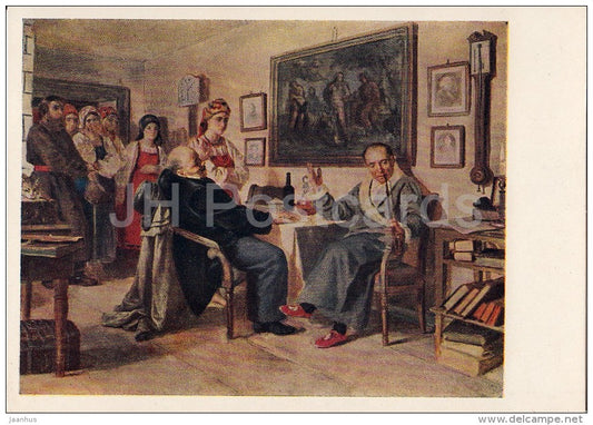 painting by N. Nevrev - Chaffer , 1866 - Russian art - 1952 - Russia USSR - unused - JH Postcards
