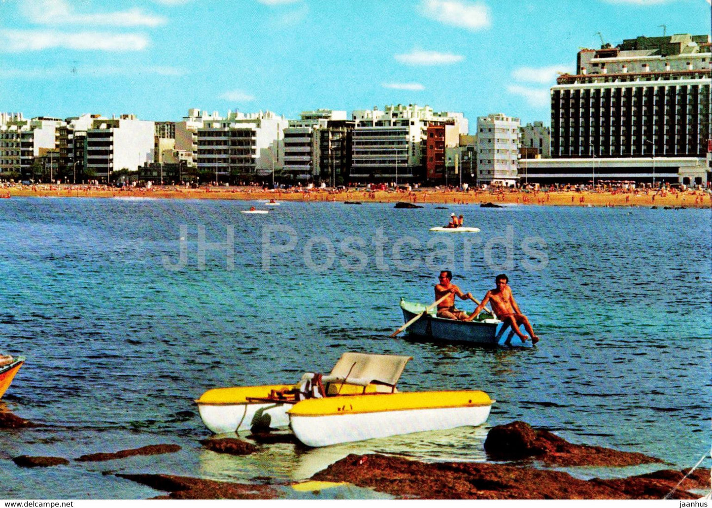 Las Palmas de Gran Canaria - La Playa de Las Canteras - vista desde la barra -  hydrobike - boat - 555 - Spain - unused - JH Postcards