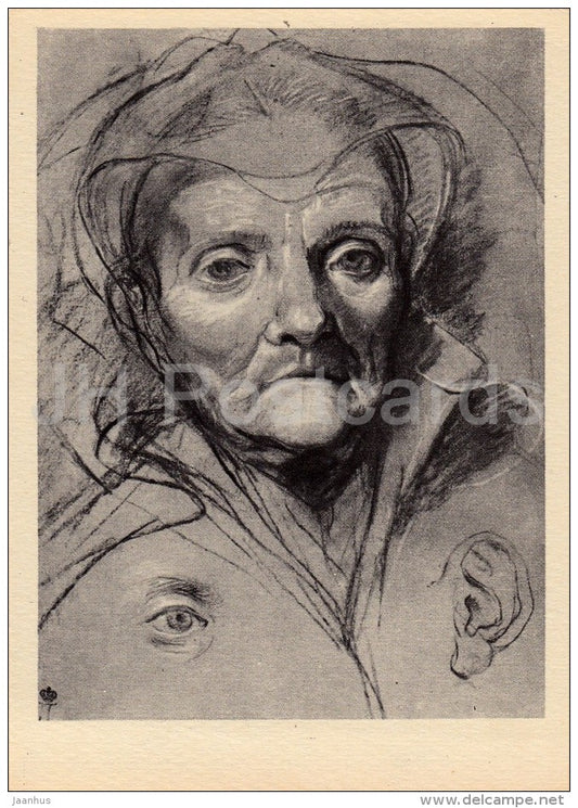 painting by Jacob Jordaens - Old Woman . Sketch - Flemish art - 1956 - Russia USSR - unused - JH Postcards