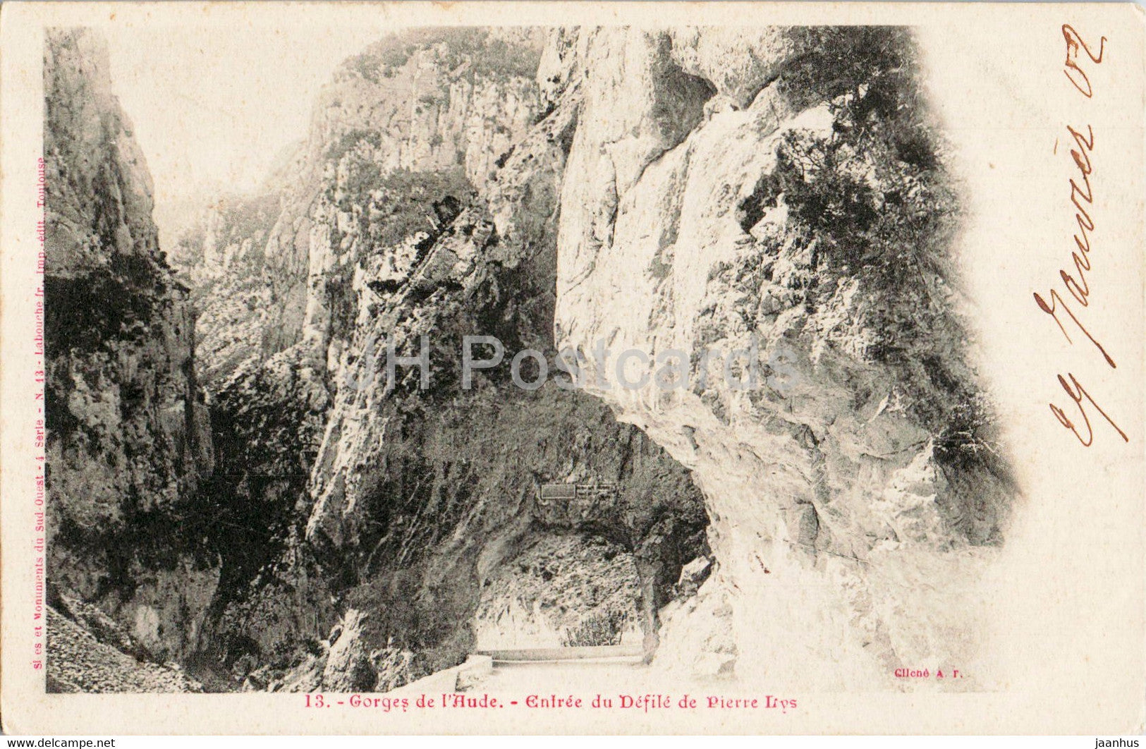 Vallee de l'Aude - Entree du Defile de Pierre Lys - 13 - old postcard - 1902 - France - used - JH Postcards