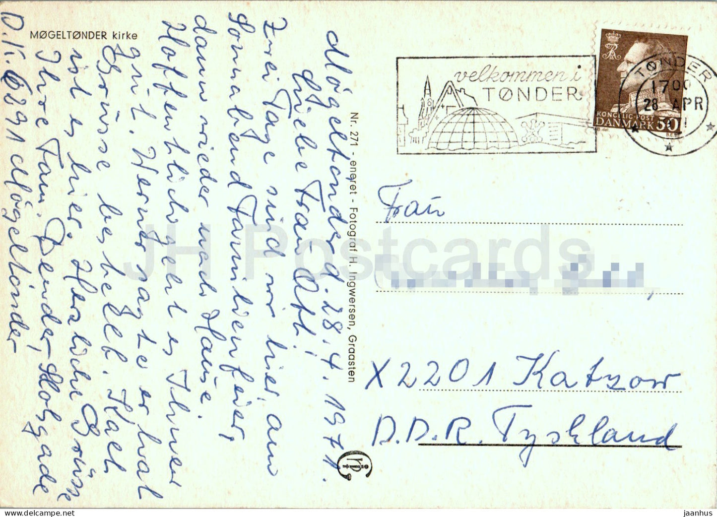 Mogeltonder kirke - church - 271 - 1971 - Denmark - used