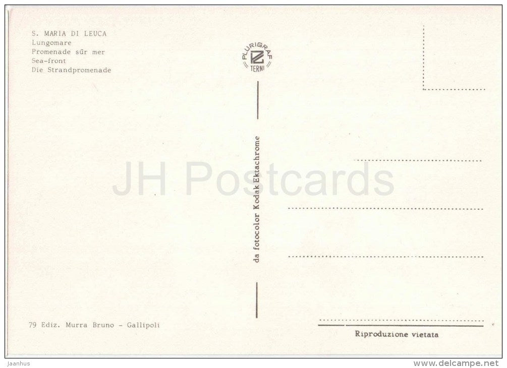 Lungomare - seaside - S. Maria di Leuca - Lecce - Puglia - 79 - Italia - Italy - unused - JH Postcards