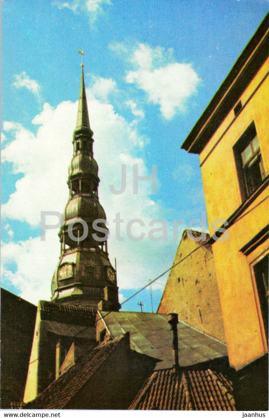 Riga - Old Town - Spire of St Peter's Church - 1976 - Latvia USSR - unused - JH Postcards