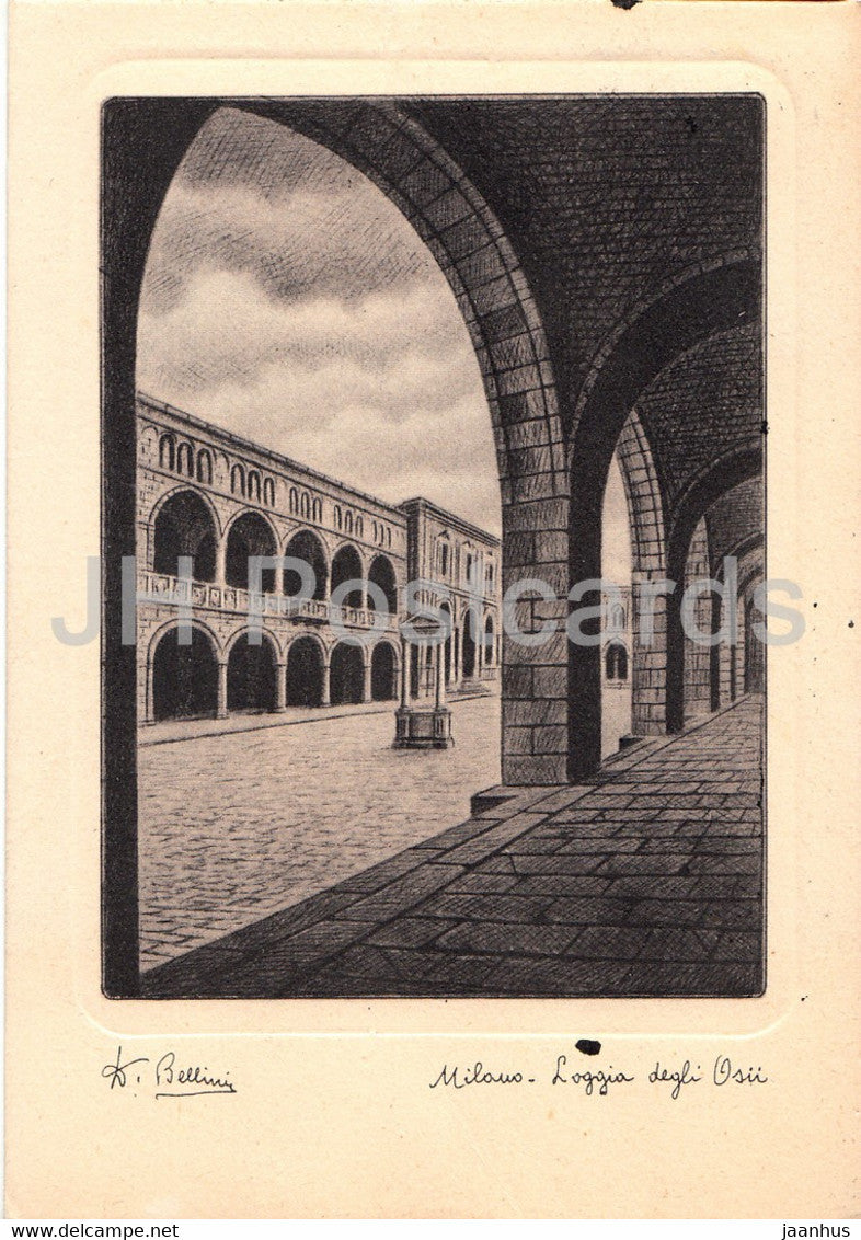 Milano - Loggia degli Osii - Bellini - 1952 - old postcard - Italy - used - JH Postcards