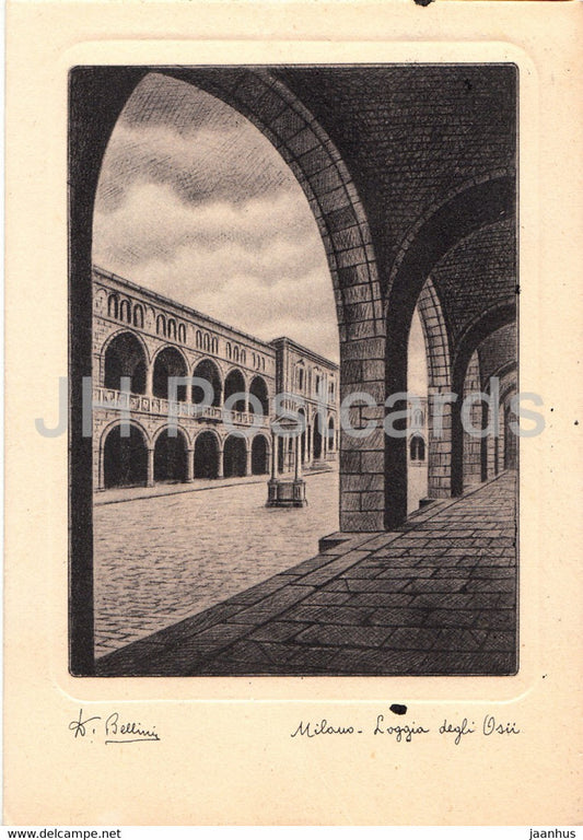 Milano - Loggia degli Osii - Bellini - 1952 - old postcard - Italy - used - JH Postcards