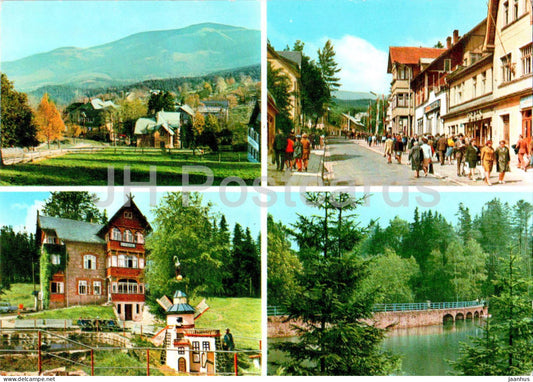 Karpacz - Widok na Karkononosze - Ulica 1 Maja - street - holiday house - multiview - Poland - unused - JH Postcards
