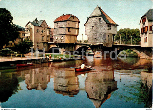 Bad Kreuznach - Bruckenhauser - boat - bridge - 655 - Germany - used - JH Postcards