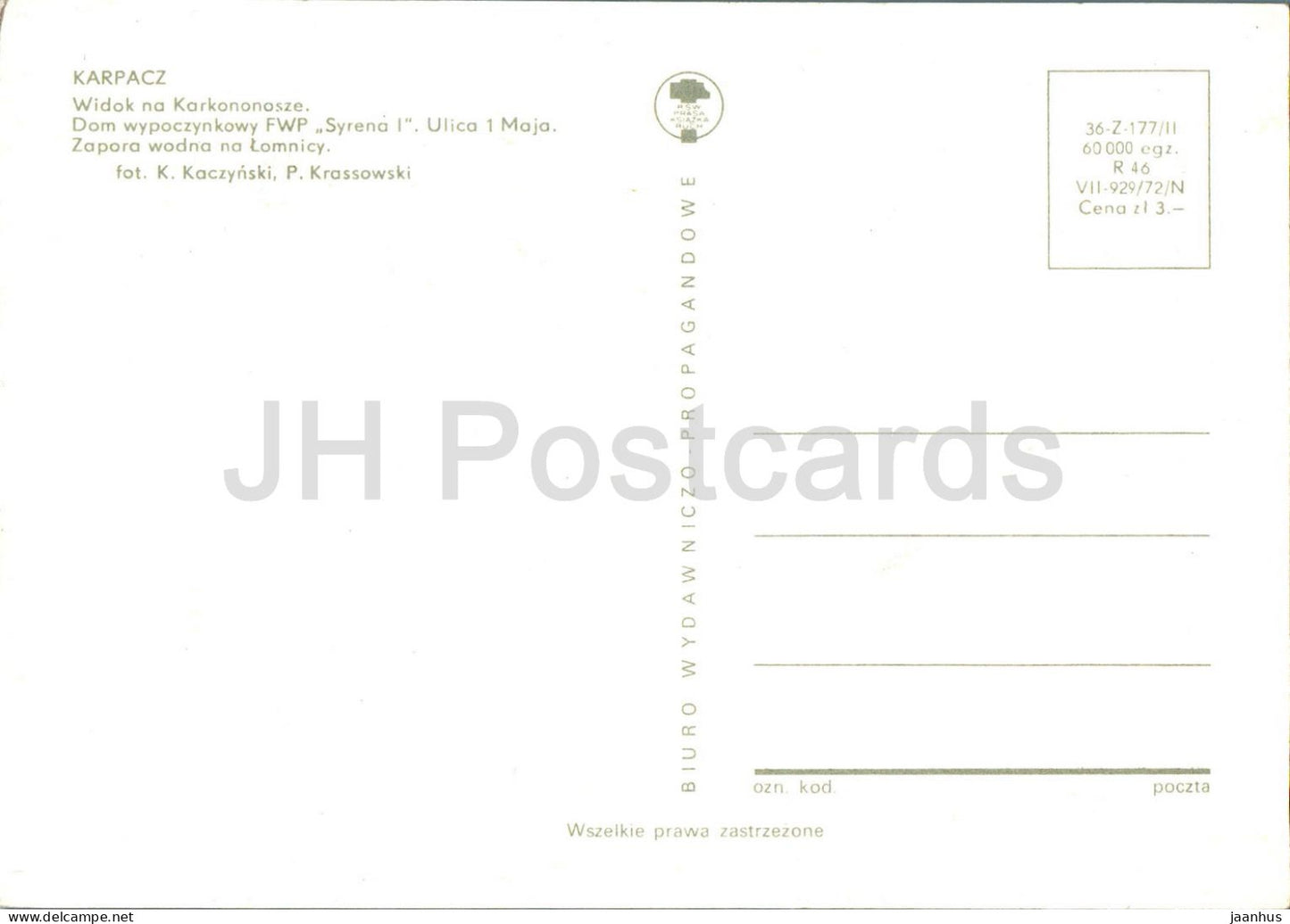 Karpacz - Widok na Karkononosze - Ulica 1 Maja - rue - maison de vacances - multiview - Pologne - inutilisé