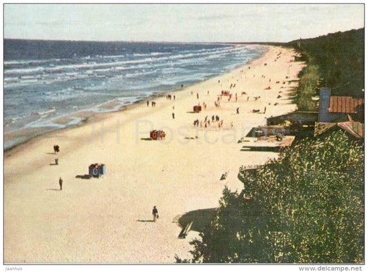 Beach - Jurmala - old postcard - Latvia USSR - unused - JH Postcards
