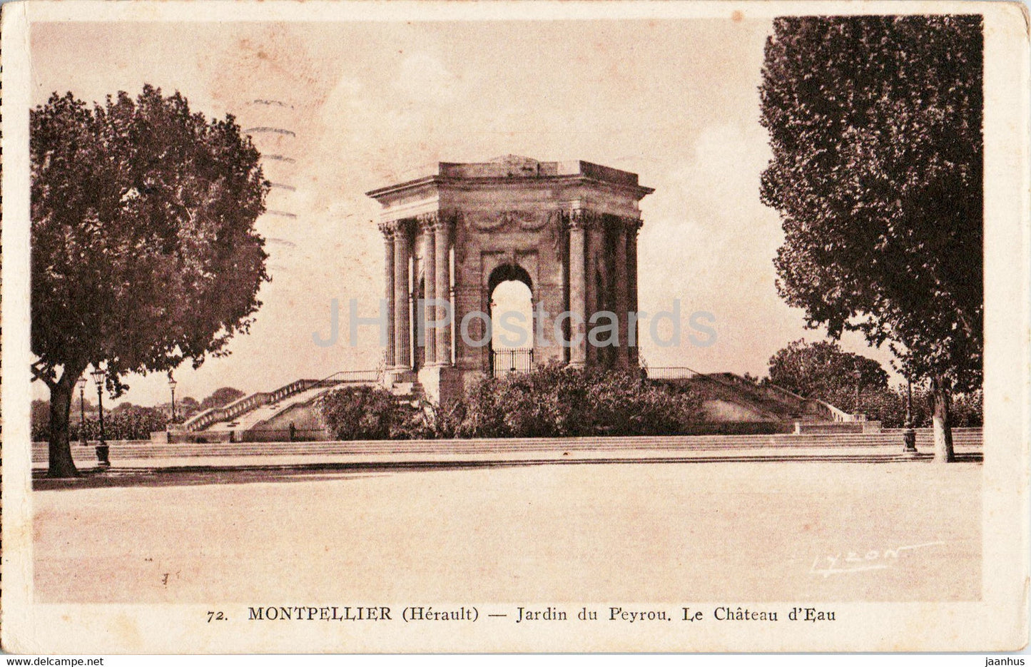 Montpellier - Jardin du Peyrou - Le Chateau d'Eau - 72 - old postcard - 1941 - France - used - JH Postcards