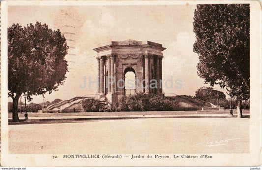 Montpellier - Jardin du Peyrou - Le Chateau d'Eau - 72 - old postcard - 1941 - France - used - JH Postcards