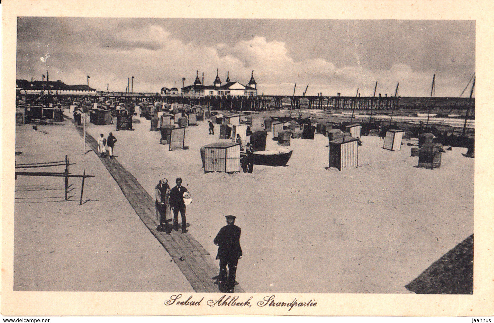 Seebad Ahlbeck - Strandpartie - beach - old postcard - Germany - unused - JH Postcards