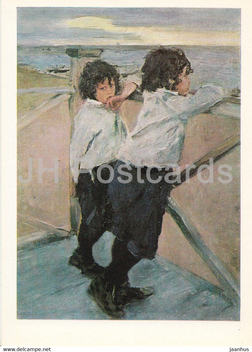 painting by V. Serov - Children - boys - Russian art - 1978 - Russia USSR - unused - JH Postcards
