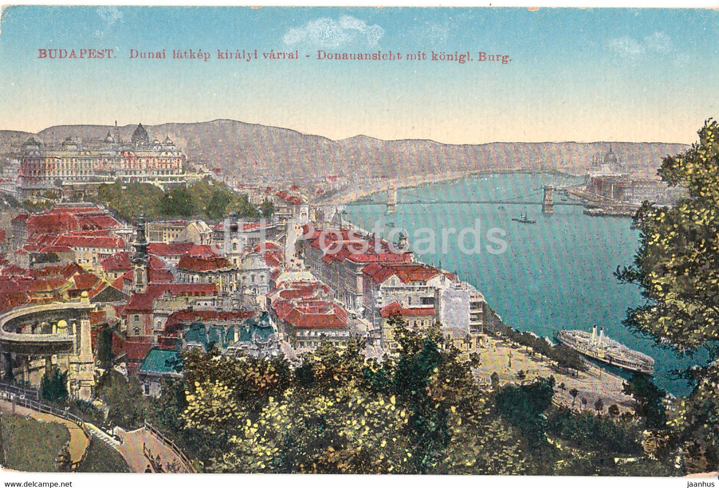 Budapest - Dunai Latkep kiralyi varral - Donauansicht mit konigl Burg - old postcard - Hungary - used - JH Postcards
