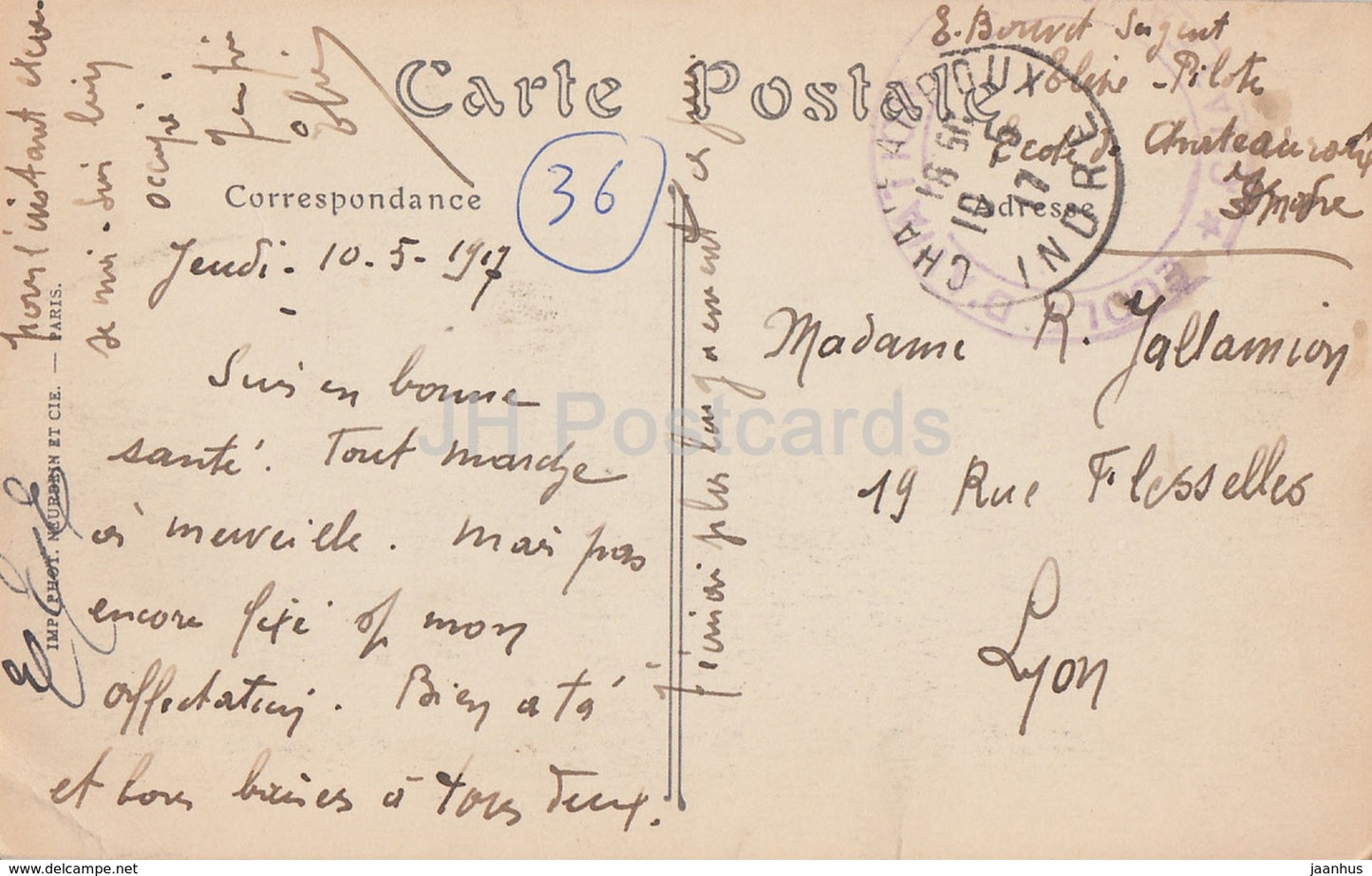 Chateauroux - Chateau Raoul - castle - 59 - old postcard - 1917 - France - used