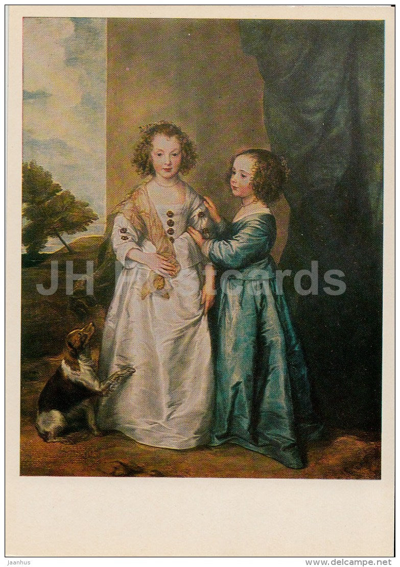 painting by Anthony van Dyck - Elizabeth and Philadelphia Wharton - Flemish art - 1980 - Russia USSR - unused - JH Postcards