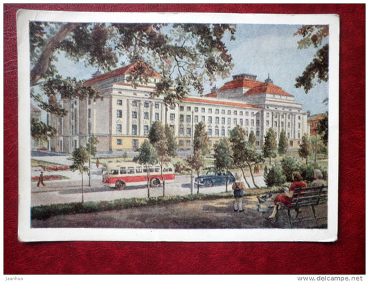 Academic Opera and Ballet Theatre Estonia - cars - bus - Tallinn - 1955 - Estonia USSR - used - JH Postcards