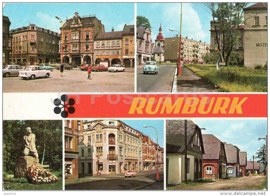 Rumburk - Fucika square - monument - folk architecture - Czechoslovakia - Czech - used - JH Postcards