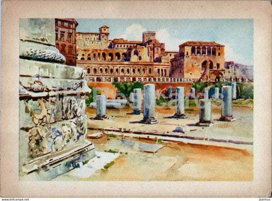 Roma - Rome - Foro Trajano e Loggia dei Cavalieri di Rodi - Astro - illustration - old postcard - Italy - unused - JH Postcards