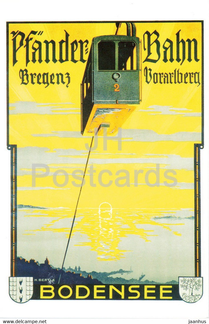 Pfanderbahn Bregenz Vorarlberg - Bodensee - cable car - illustration - Austria - unused - JH Postcards