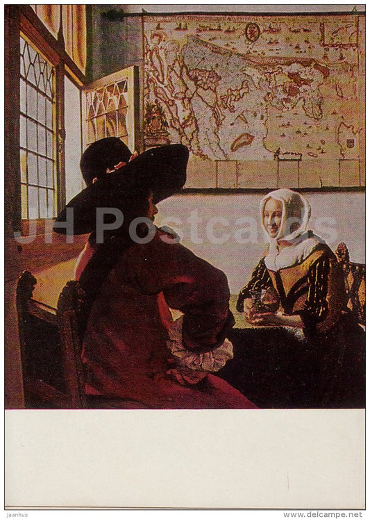 painting by Johannes Vermeer - Soldier and the laughing girl - Dutch art - 1967 - Russia USSR - unused - JH Postcards
