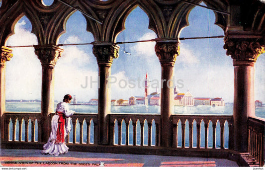 Venezia - Venice - View of the Lagoon from the Doges Palace - illustration - 7038 - old postcard - Italy - unused - JH Postcards