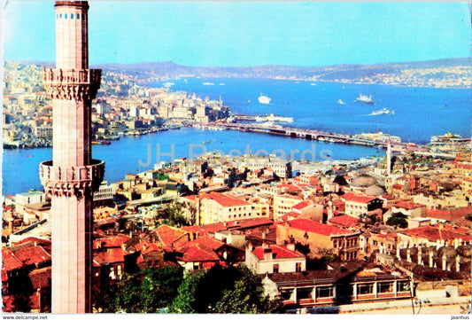 Istanbul - View of Golden Horn Galata bridge and the Bosphorus from the Suleymaniye - Hitit - Turkey - used - JH Postcards