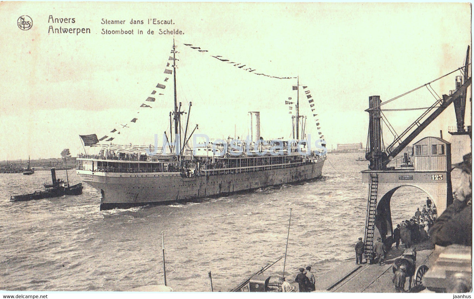 Anvers - Antwerpen - Steamer dans l'Escaut - Stoomboot in de Schelde - ship - 109 - old postcard - Belgium - used - JH Postcards