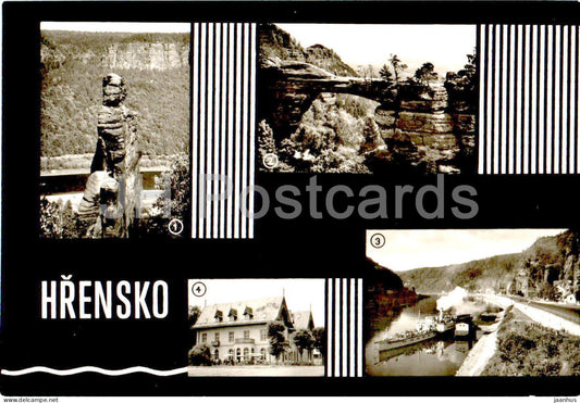 Hrensko - Pravcicka brana - Hrensko - hotel Mezni louka - gate - multiview - Czech Repubic - Czechoslovakia - unused - JH Postcards