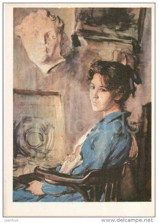 painting by A. Varnovitskaya - Portrait of a Woma , 1956 - russian art - unused - JH Postcards