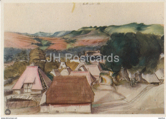 painting by Albrecht Durer - Dorf Kalchreuth - village - German art - Germany - unused - JH Postcards