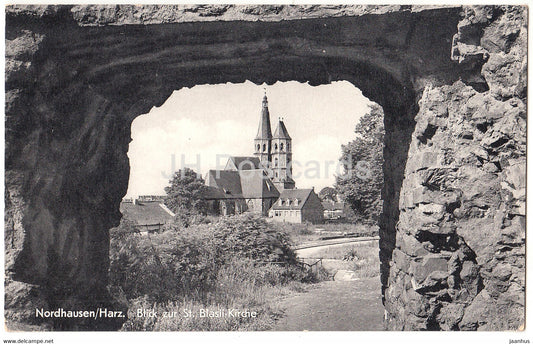 Nordhausen - Harz - Blick zur St Blasil Kirche - church - Germany DDR - unused - JH Postcards